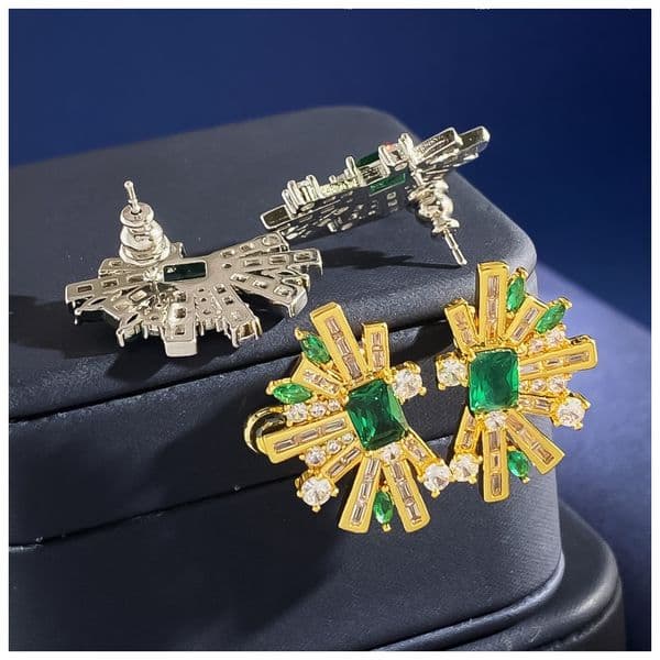 Designer Necklace Necklace Women Half Fan Geometric Emerald Zircon Diamond Jewelry Set Earrings Necklace Ring Luxury Jewlery Designer Women Elegant