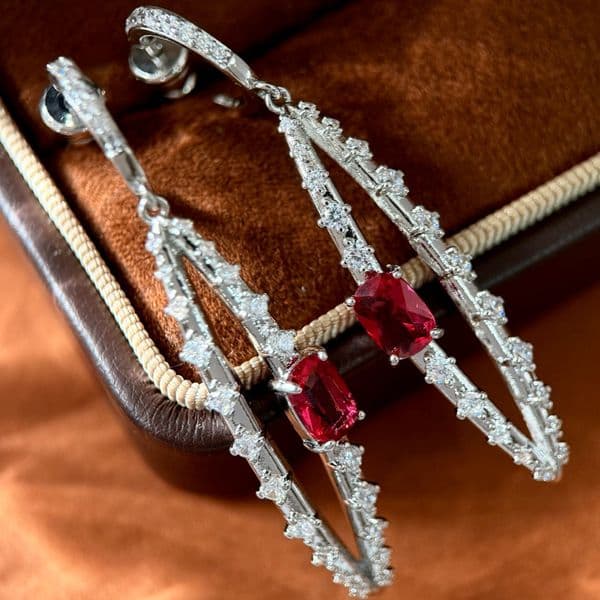 Earrings Designer Earrings Women Pave C Shape Hoop Drop Leaf Hollow Oval Bar Zircon Ruby Geometric Earrings Luxury Jewlery Designer Buy one get one free