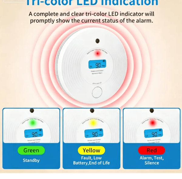 Tuya/Smart Life App Wifi 2-in-1 Fire & Carbon Monoxide Alarm, Smoke and CO combo Detector, 2*AA 1.5V Replaceable Battery, VCS52W-11