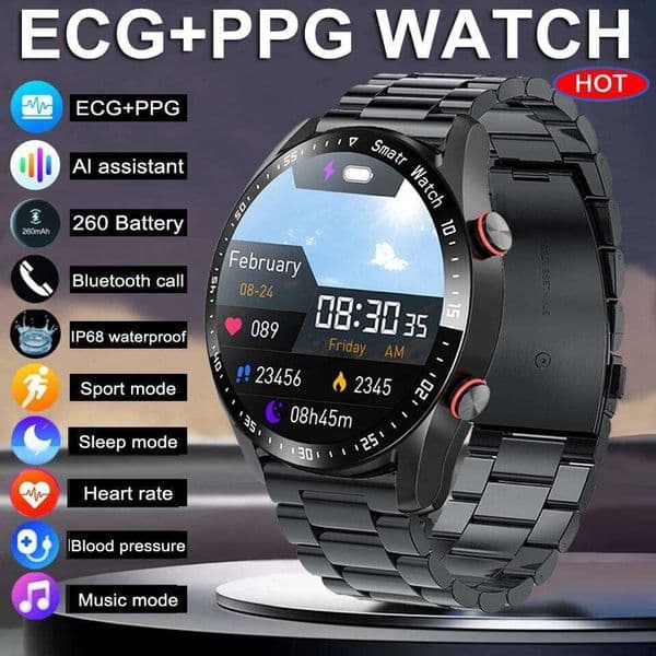 2026 New Voice Call Smart Men AMOLED Screen Heart Rate Waterproof Sports Watch ECG+PPG Health Smartwatch For Android IOS 26Y0507