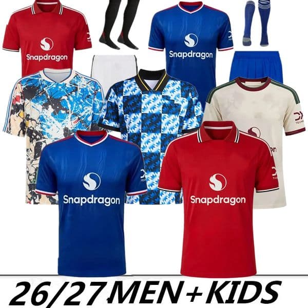 Manchester 26 27 home SESKO MBEUMO CUNHA Soccer Jerseys football shirts B FERNANES men kids kits MAINOO goalkeeper United Ston e Roses 2026 shorts