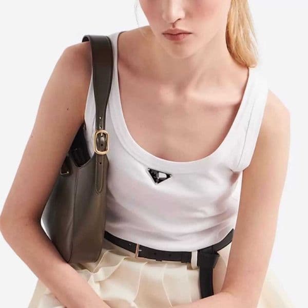 2026 Spring/Summer New P Triangle Logo Slim Fit Ribbed Knit Versatile Camisole Womens Sleeveless Top T260507