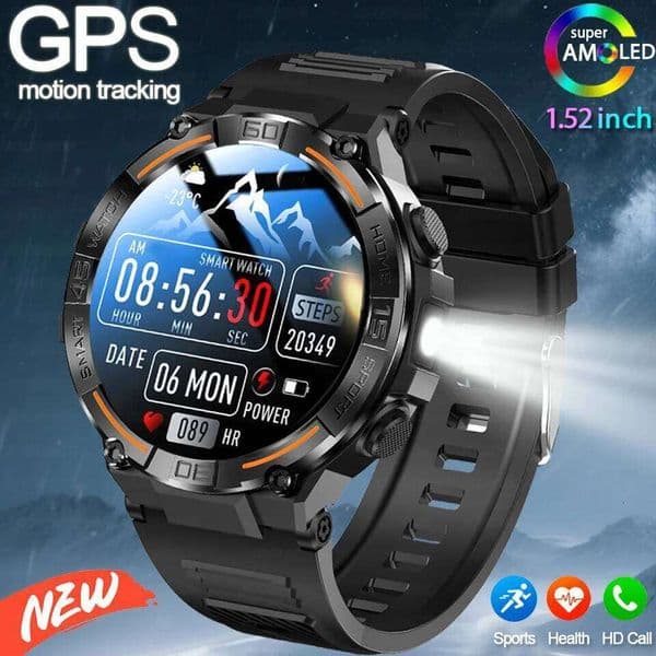 2026 New Outdoor Smart Watch GPS 1.52" Ultra HD Display BT Call Heart Rate IP69K Waterproof AI Smartwatch Men 26Y0507