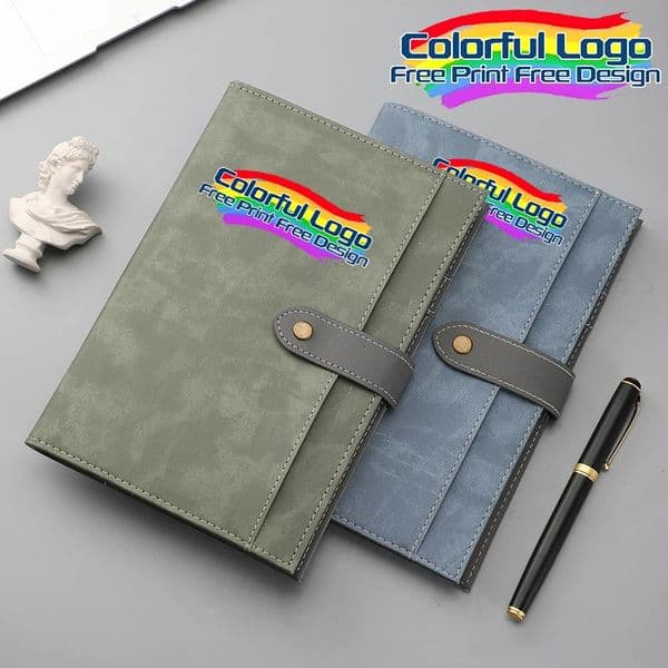 1 Pcs A5 PU Leather Notebook Simple Buckle Business Notepad Print Enterprise Meeting Record Book Office School Handbook 260506