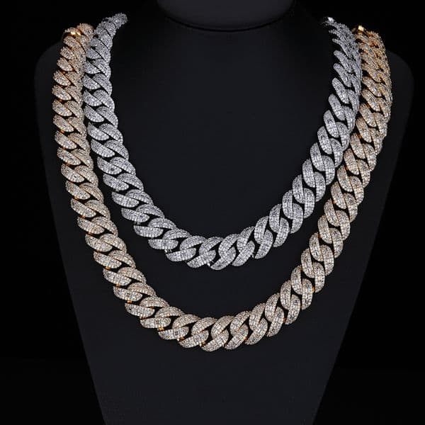 New European and American style exaggerated layered square diamond necklace for rock and rap. 22mm bubble chain necklace. Hip-hop trend street accessory.