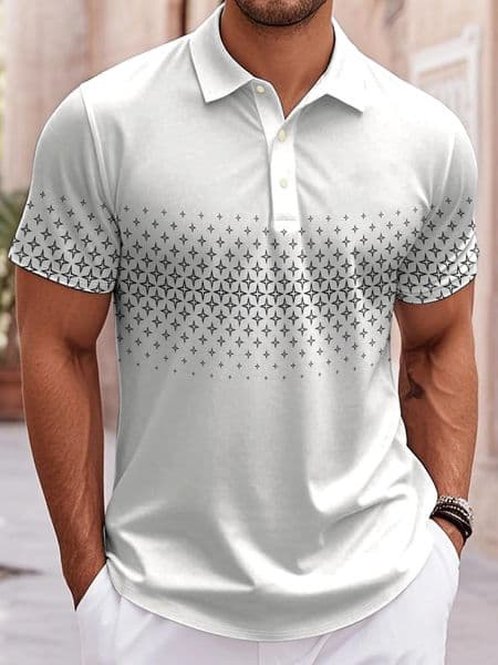 Mens Golf Polo Short Sleeve Polo Shirt Outdoor Business Casual Daily Streetwear Summer Print Micro-elastic Polyester Clothing 260507