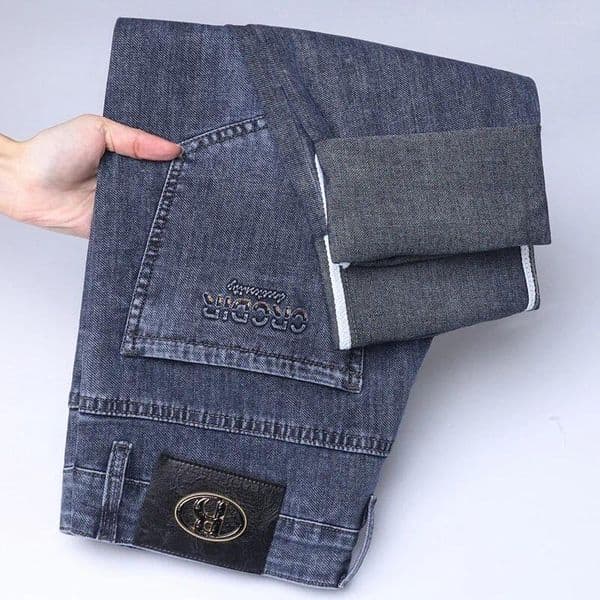 Men's Jeans Summer Business Casual Straight Stretch Fashion Classic Blue Black Work Denim Trousers Brand Social Men Clothing
