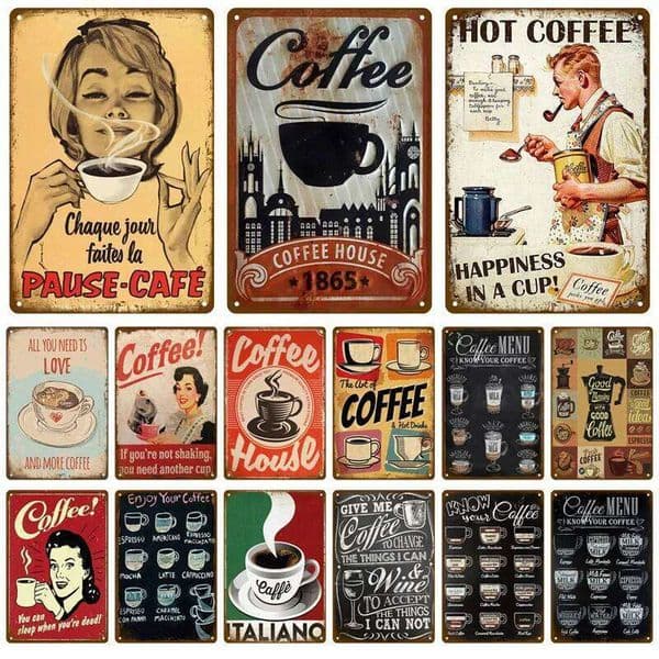 Vintage Plaque Metal Plate Home Decor Coffee Tin Sign Retro Wall Art Posters For Kitchen Bar Iron Painting Decoration Cafe 26H0507