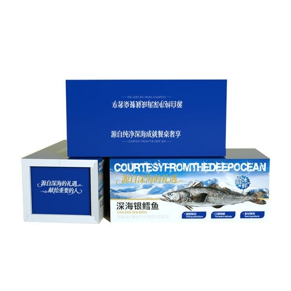 Packaging box,Silver cod packaging boxwith strong load-bearing capacity, pressure resistance, folding design, and seafood packaging box.