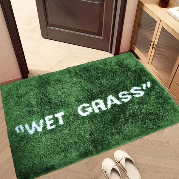 50x80cm Trendy Fashion Wet Grass Doormat Flocking Tufted Carpet Green Grass Fluffy Plush Lounge Bedroom Bedside Rug Floor MatT260507