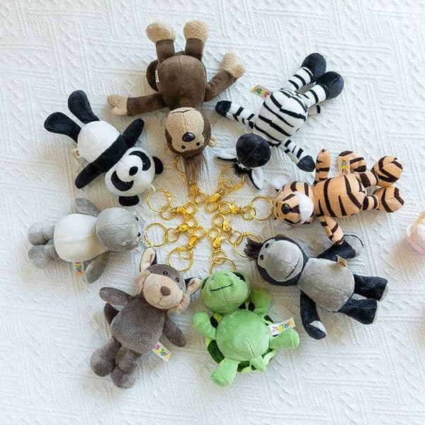Jungle Keychain Forest Animal Key Ring Phone Chain Pendant Plush Toy Bag Pendant Doll Figurine S260506