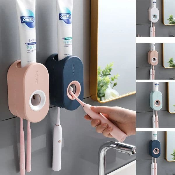 Adhesive automatic toothpaste squeezer set wall-mounted toothpaste holder toothbrush rack wall suction toothpaste squeezer 260506