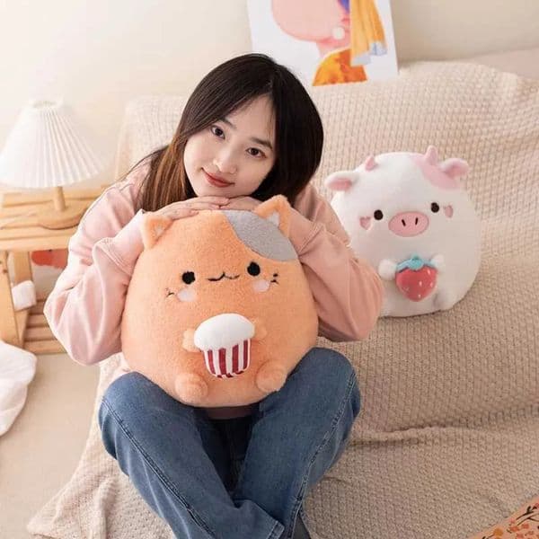 2026 Game And Toy Game And Toy Pillows Cushions Strawberry Toys stuff animal Stuff Animal Cow Stuffed Animals Squishy a Doll Cute Cat Soft Kawaii Kitten Plush Pillow .