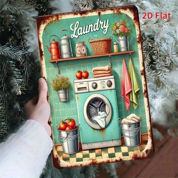 Metal "Laundry Room" Wall Sign - , Rustic Decorative Art Plaque with Humorous Design, Perfect for Home, Garden, Cafe, Restauran 26H0507