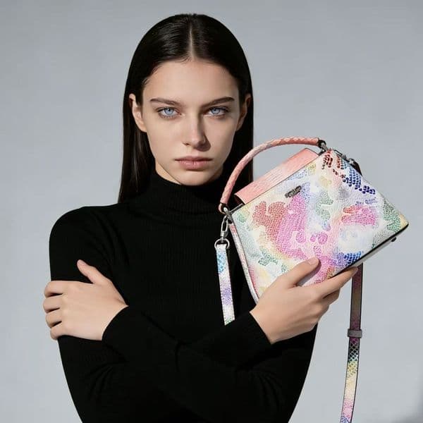 2026 New Popular Rainbow Crocodile Pattern Bucket Bag for Women, Versatile Handheld Crossbody for Women