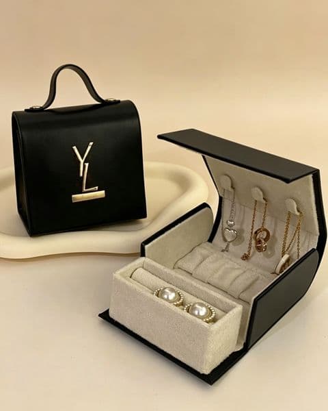 sell designer luxury travel party Portable black Mini jewelry Organization box fashion Vintage multi-purpose jewelry storage box home item leather storage bins