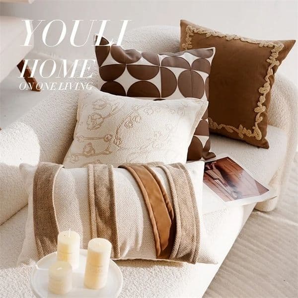 30x5045x45CM Light y Throw Pillow Cover Brown French Stamping Waist Cushion Decor Home Decorative Pillowcase 260429