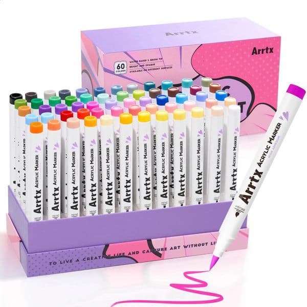 Luxury Designer Decor Wholesale room Arrtx 60 Colors Paint Pens Acrylic Markers Brush Tip For Rock Painting Wood Canvas DIY Crafts Making De 15