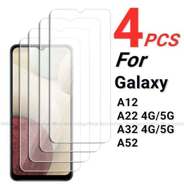2/4PCS Screen Protector Tempered Glass For Galaxy A12 A22 A32 A52 Full Glue Cover Protective Film 26L0507