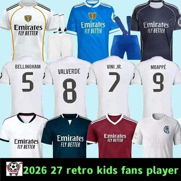 26 27 Reals Madrid kits Soccer jerseys 2026 MBAPPE Jersey BELLINGHAM shirt TRENT VINI JR football shirt Valverde Endrick RODRYGO Arda Guler Trent madrid jersey kids 7