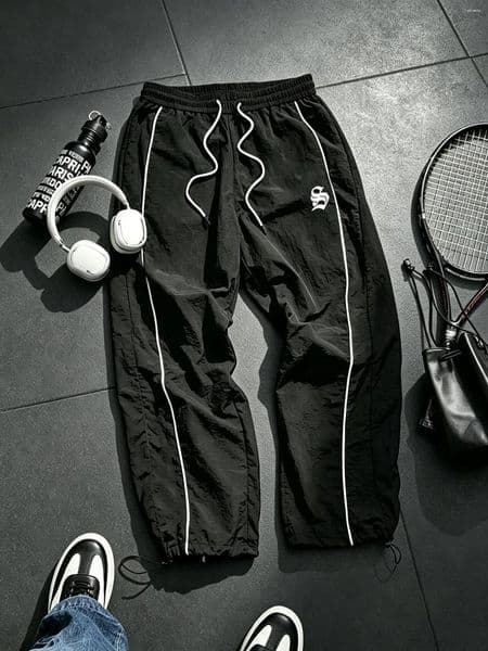 Men's Pants Quick Dry Breathable Nylon Joggers 4 Colors Spring Summer Loose Track With Unique Print For Gym Streetwear