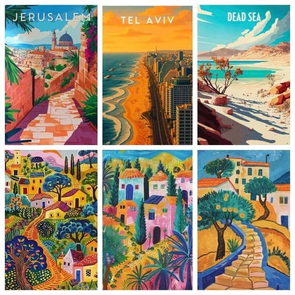 Full Drill Painting Israel Art Tel Aviv Poster DIY Middle Eastern Jerusalem City Travel Mosaic Diamond Embroidery Decor 26L0507