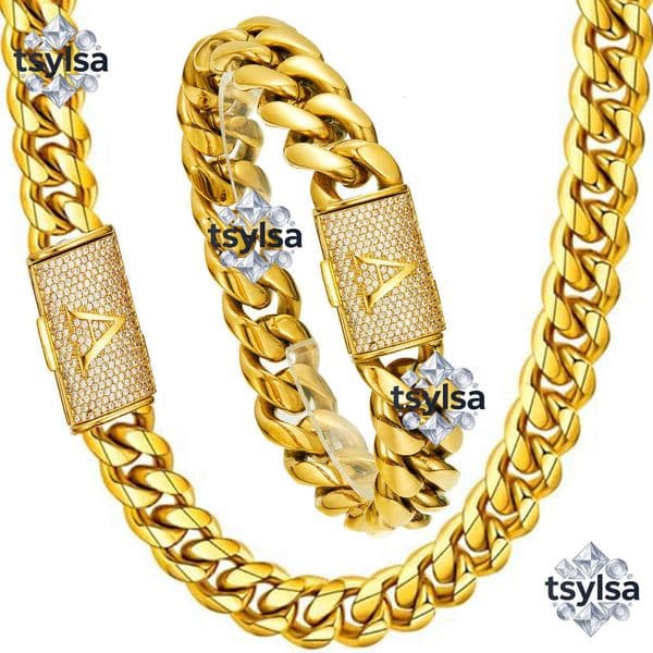 26 English Alphabet Flip Clasp Men's Necklace 18K gold Stainless Steel Thin Encrypted Cuban Chain JMZM