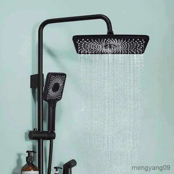 Luxury Designer Decor Showerhead Square Shower Set Heads Rainfall Large Head Black Rain Waterfall room For Bath Bathroom Accessories R230627 7