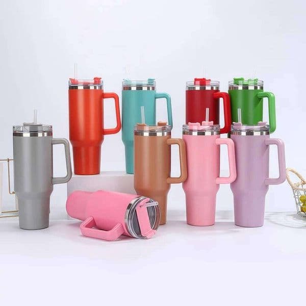 304 Stainless Steel Insulated with Straw 40oz Colorful Thermal Cup Handle Tumbler Sports Winter Water Drinking Bottle 26L0507