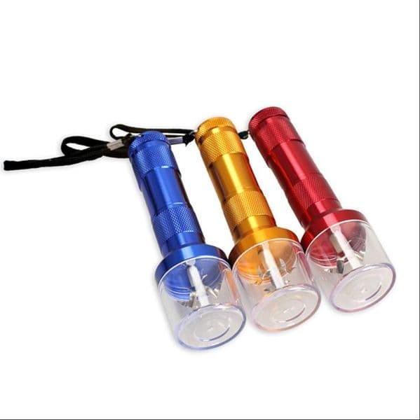 Smoking Pipes Metal cigarette shredder, cigarette accessories wholesale hot selling, creative aluminum alloy convenient flashlight type cigarette grinder