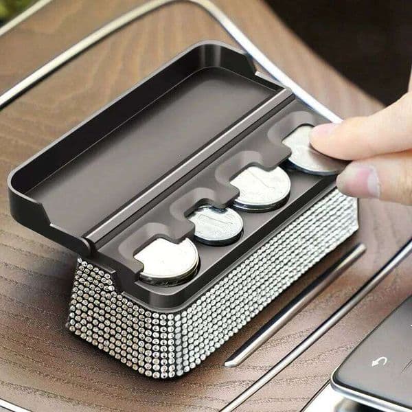 New Diamond-Studded Car Coin Holder - Creative Anti-Slip Mini Money Box