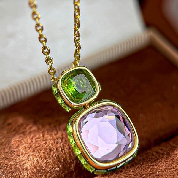 Necklace for Women Multicolor Gem Candy Cushion Cut Diamond Necklaces Luxury Jewlery Designer for Women Timeless Sparkling Elegant Chic Gift Premium