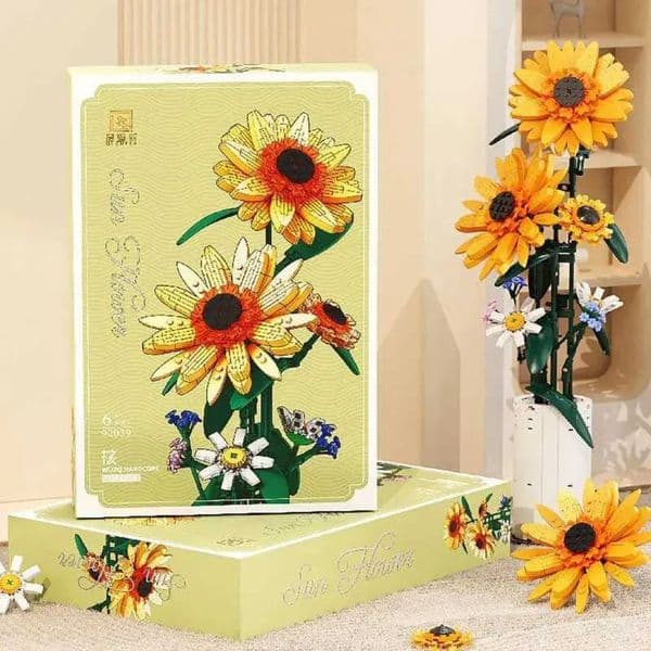 Build Block Set Creative Sunflower Bouquet Potted Building Blocks Immortal Flower Home Desk Plant Decoration Assemble Bricks brick Toys Kid Girls Gift Toy