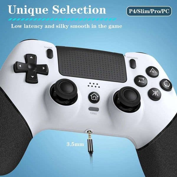 Gaming Controller 6 Axis Gyro Bluetooth-Compatible Macros Turbo Dual Vibration Hall Effect Joystick for PS4/PS4 Pro/PS4 Slim/PC S260506