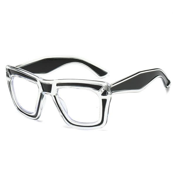 High Quality Fashionable unique color-blocked anti-blue light flat glasses, trendy eyeglass frames for men women in European and American markets