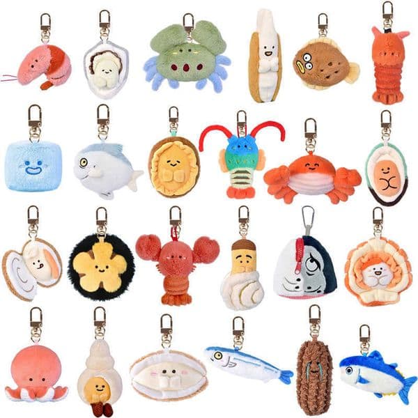 Authentic Seafood Market Plush Pendant Lobster and Abalone Keychain Cartoon Cute Doll Gift S260506