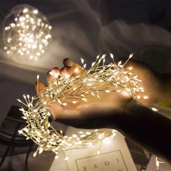 Luxury Designer Decor Outdoor Waterproof String LED Firecracker Fairy Light 8 Modes Xmas room Tree Home Party Holiday Garden Decor Usb/Batte 7