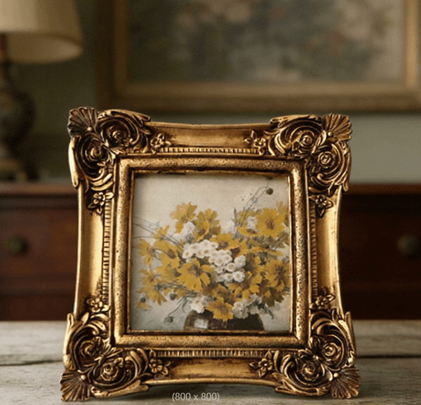 European style picture frame, retro golden picture frame, carved decorative frame, wedding ornaments, decorative table, resin classical oil painting frame