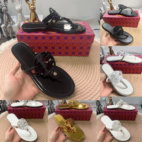 Designer Sandals Mens Slippers Summer Slides Flip Flops Luxury Flat Thick Bottom Embroidered Printed Metal Velcro sliders Women Dress Shoesryburchysandals 788