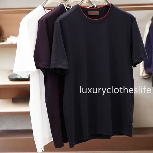 Designer T Shirts Men Spring and Summer Old Money Contrast Color Round Neck Casual Short-sleeved T-shirt Shirt L1289