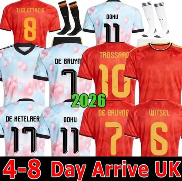 2026 World Cup Belgium soccer jerseys DE BRUYNE R. LUKAKU E. HAZARD 25 26 MERTENS BATSHUAYI TIELEMANS T.HAZARD Fans Player football shirt uniform