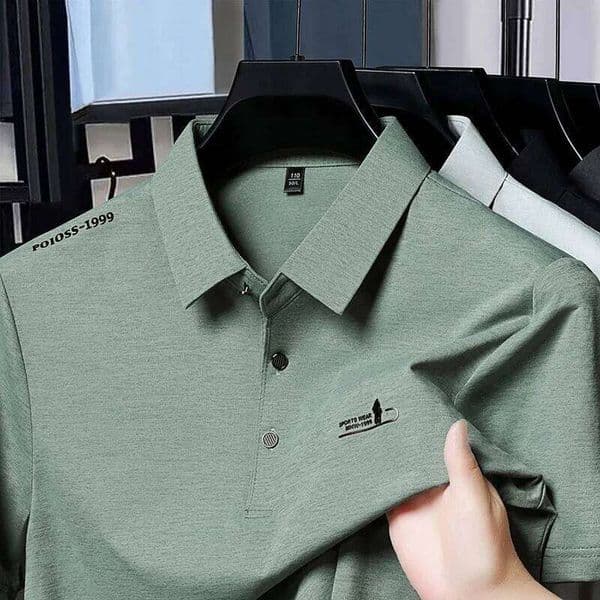 Men's Fashion Embroidery Polo Soft Elastic Fabric Lapel Shirt For Daily Business And Casual Use 26Y0508