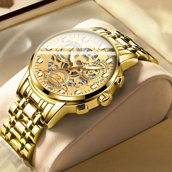 Men 41mm quartz movement hollow waterproof watch Mens European and American fashion calendar watch Mens luxury men watch