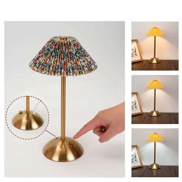 Vintage Pleated Table Lamp Bedroom Charging 3 Color Bedside Custom Atmosphere Decor Dorm Night Light Premium Feel S260507