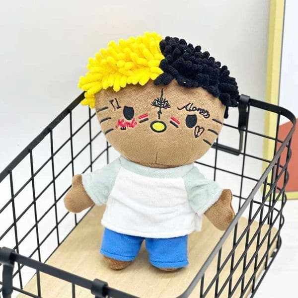 Hello Kitty xxxtentacion Yellow Black Hair Plush Doll Figure Stuffed Toys Cute Kids Boys Girls Birthday Gifts 24cm 26L0508