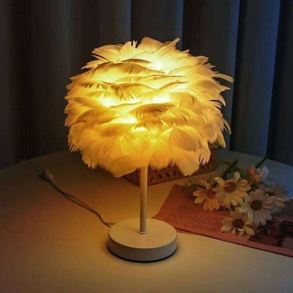 Nordic Decorative Table Bedroom Bedside High Sense & B Creative Ins Girl Heart Feather Lamp Light Luxury S260507
