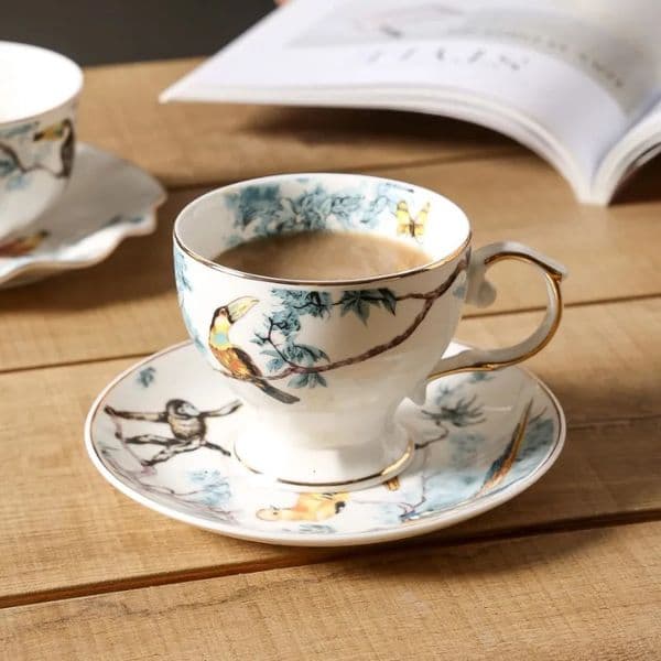 200ml Ceramics Coffee Cup Saucer Sets Ceramic Black Tea Mug Saucer Afternoon Tea Cup SaucersCouple Water Cups Home Gift 260508