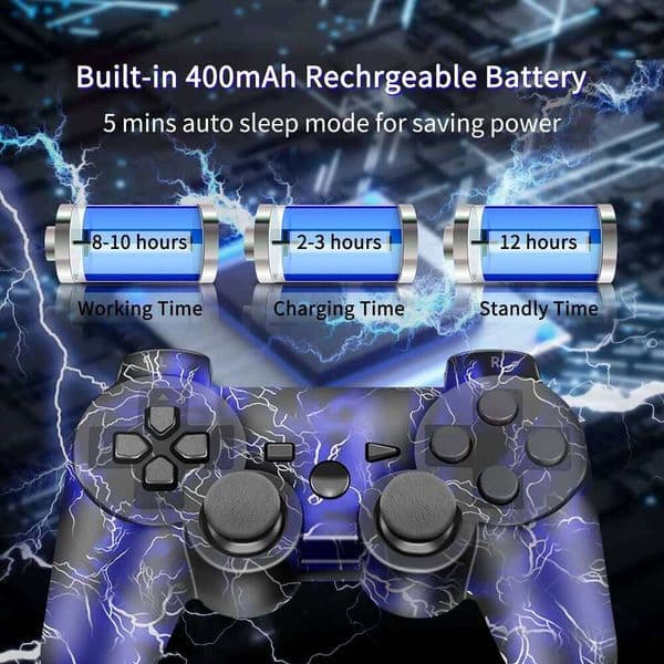 Wireless PS3 Analog Bluetooth Rechargeable Game Controller for P3 console with Cable Dual Vibration six axis S260506