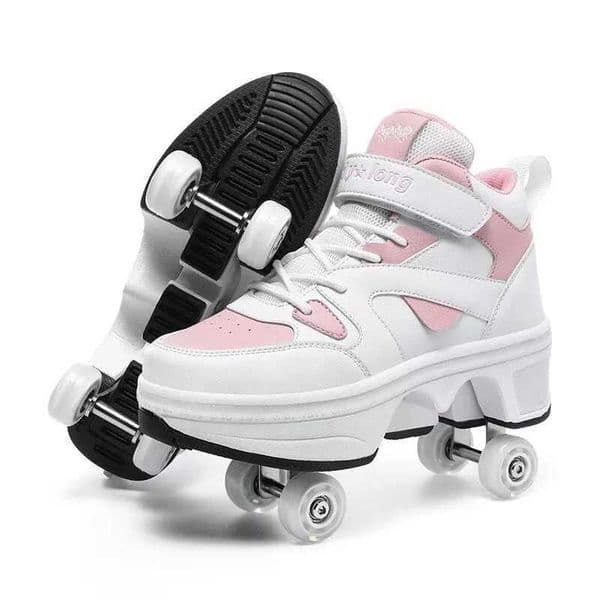 Womens High Top 4 Wheel Roller Shoes Fashionable Unisex Automatic Pop-up Sneakers With Wheels Dual-purpose Skating Casual Shoes L2605080ET8