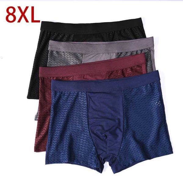 L-8XL Plus Banboo Fiber Men Underwear Male boxer Solid Panties Shorts Mens Underpants Breathable Intimate Man boxers 4pcsT260508